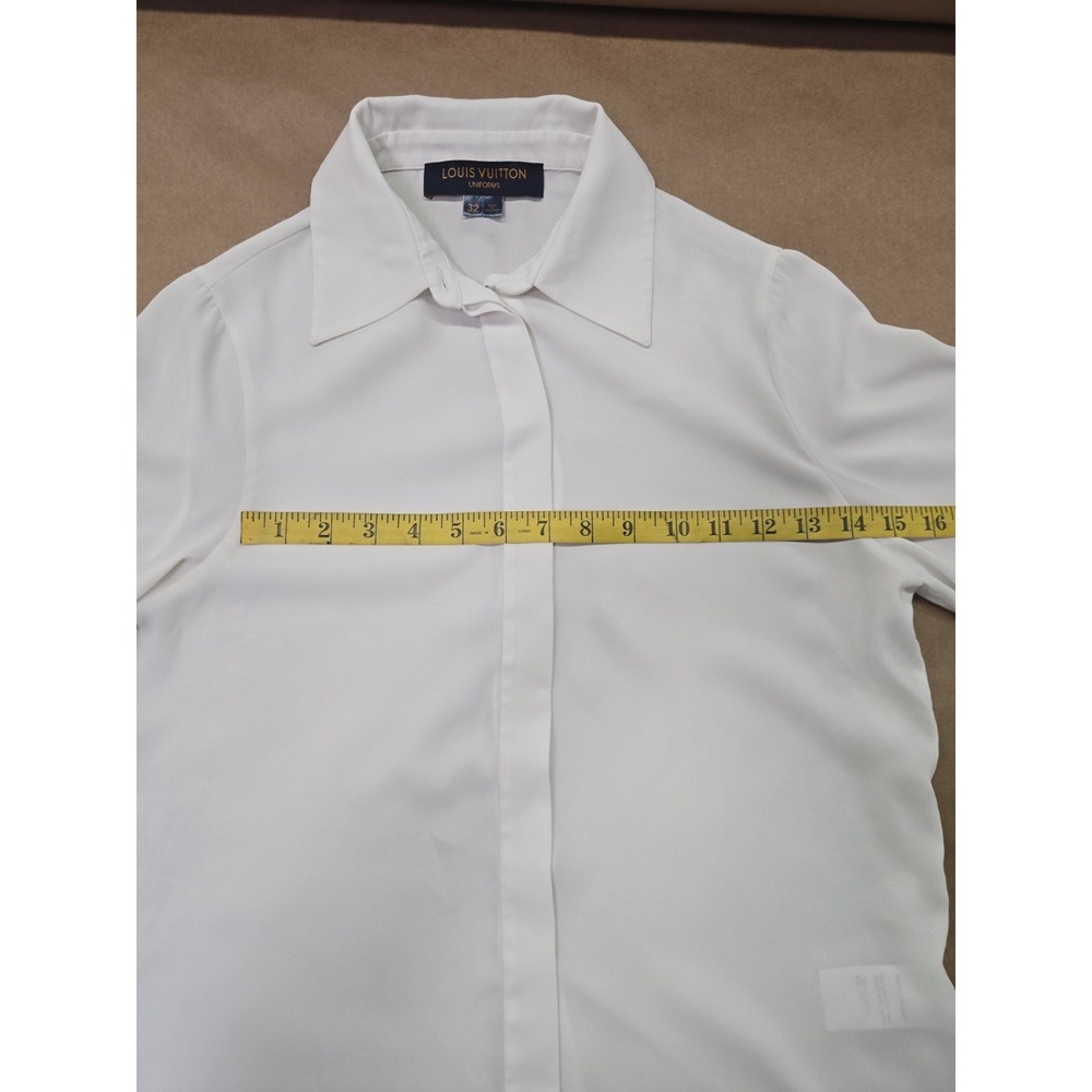 Louis Vuitton Uniform Women's Pleated L/S Button Down Blouse Ivory Size 32 - Picture 8 of 16